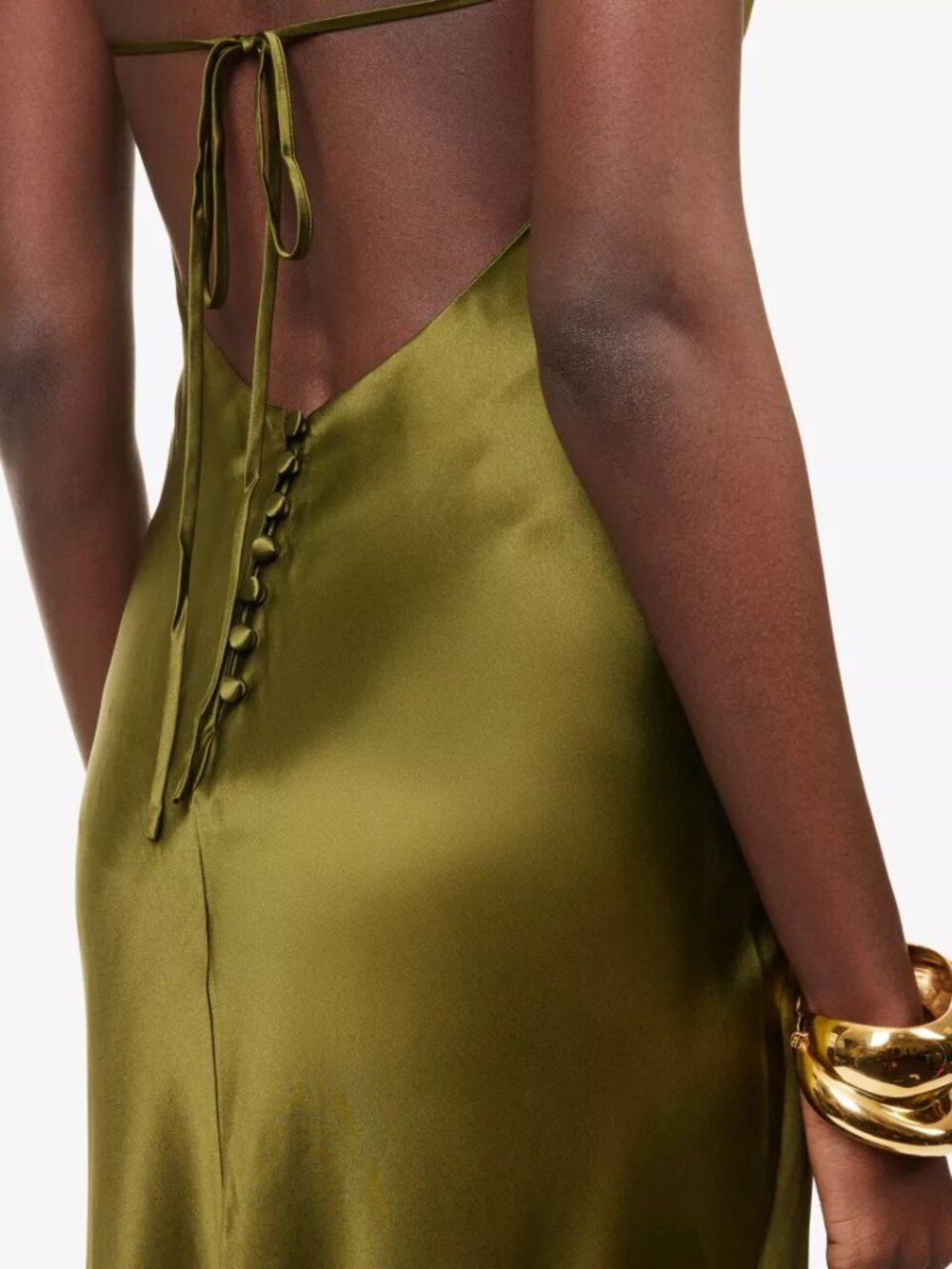 NWET Reformation Jeany Silk Dress Moss Garden Size L - Picture 7 of 7